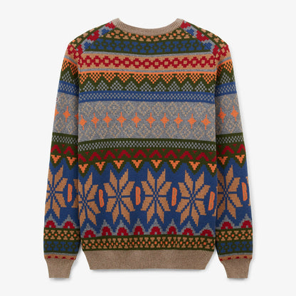 Pull col rond en coton et laine Jacquard à motifs Manel Homme SERGE BLANCO