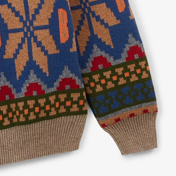 Pull col rond en coton et laine Jacquard à motifs Manel Homme SERGE BLANCO