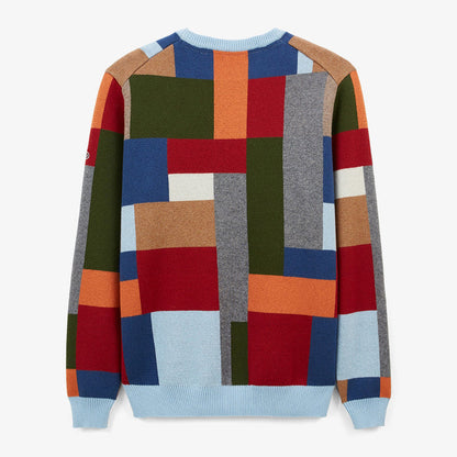 Pull Col Rond En Coton Et Laine Motif Patchwork Malo Homme SERGE BLANCO