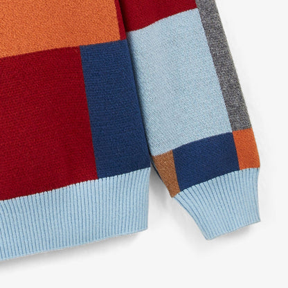 Pull Col Rond En Coton Et Laine Motif Patchwork Malo Homme SERGE BLANCO