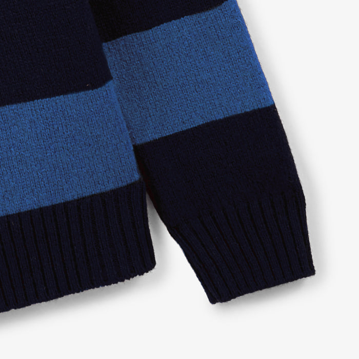 Pull Col Rond En Laine Bleu Dark Navy Rayé Musa Homme SERGE BLANCO