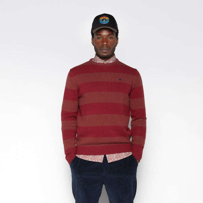 Chemise Manches Longues En Coton Imprimé Floral Rouge Merlot Poche Poitrine Charles Homme SERGE BLANCO