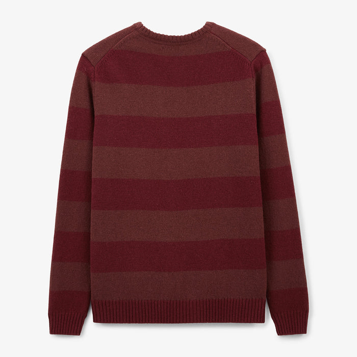 Pull Col Rond En Laine Rouge Merlot Rayé Musa Homme SERGE BLANCO