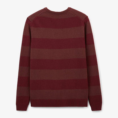 Pull Col Rond En Laine Rouge Merlot Rayé Musa Homme SERGE BLANCO