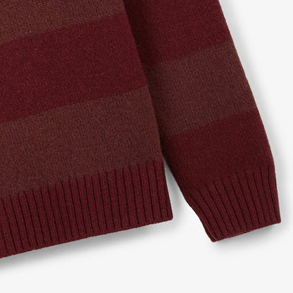Pull Col Rond En Laine Rouge Merlot Rayé Musa Homme SERGE BLANCO