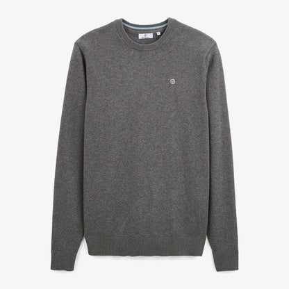 Pull col rond uni majorité coton gris SERGE BLANCO