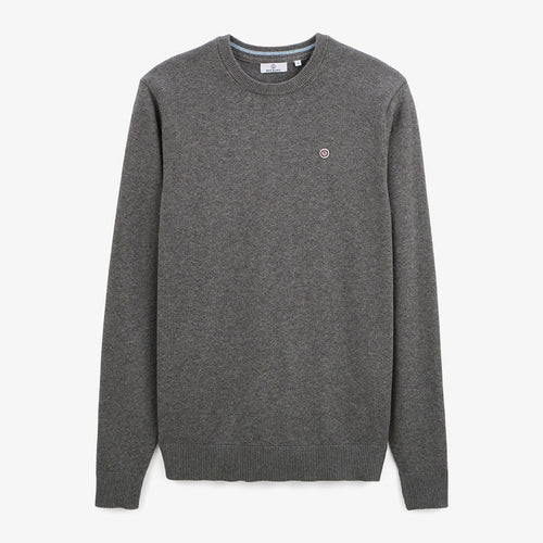 Pull col rond uni majorité coton gris SERGE BLANCO