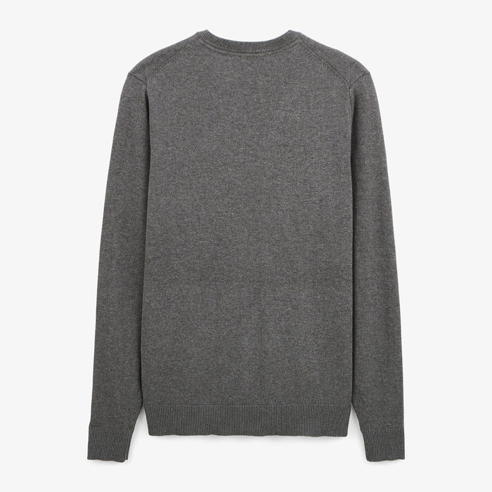 Pull col rond uni majorité coton gris SERGE BLANCO