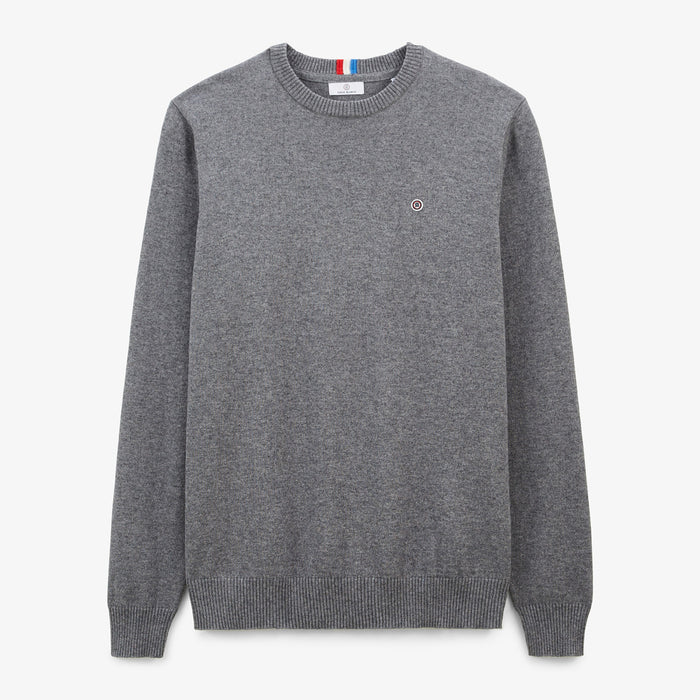 Pull Coton Et Laine Gris Chiné Maximus Homme SERGE BLANCO