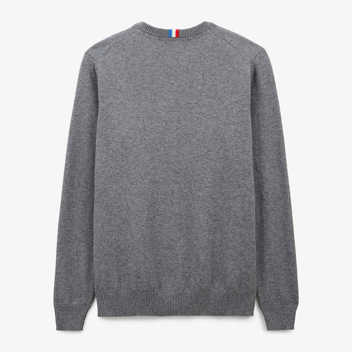 Pull Coton Et Laine Gris Chiné Maximus Homme SERGE BLANCO