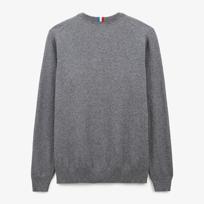 Pull Coton Et Laine Gris Chiné Maximus Homme SERGE BLANCO