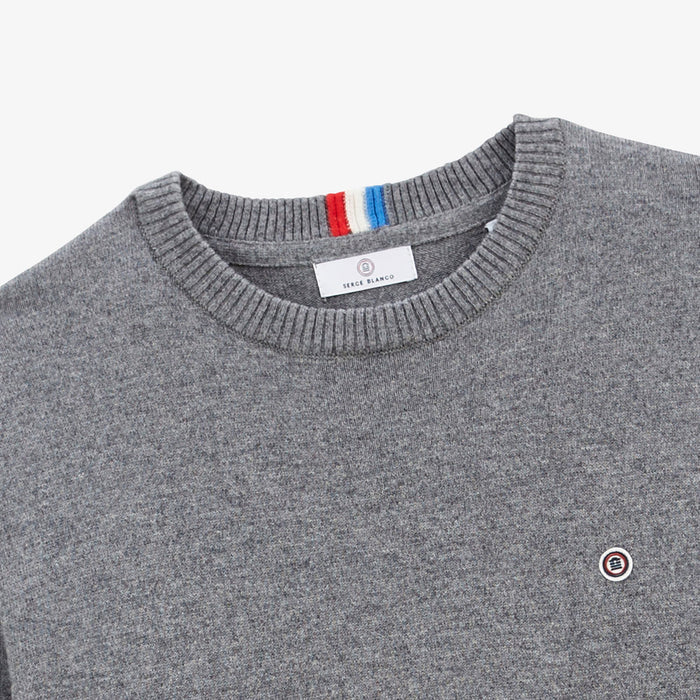 Pull Coton Et Laine Gris Chiné Maximus Homme SERGE BLANCO