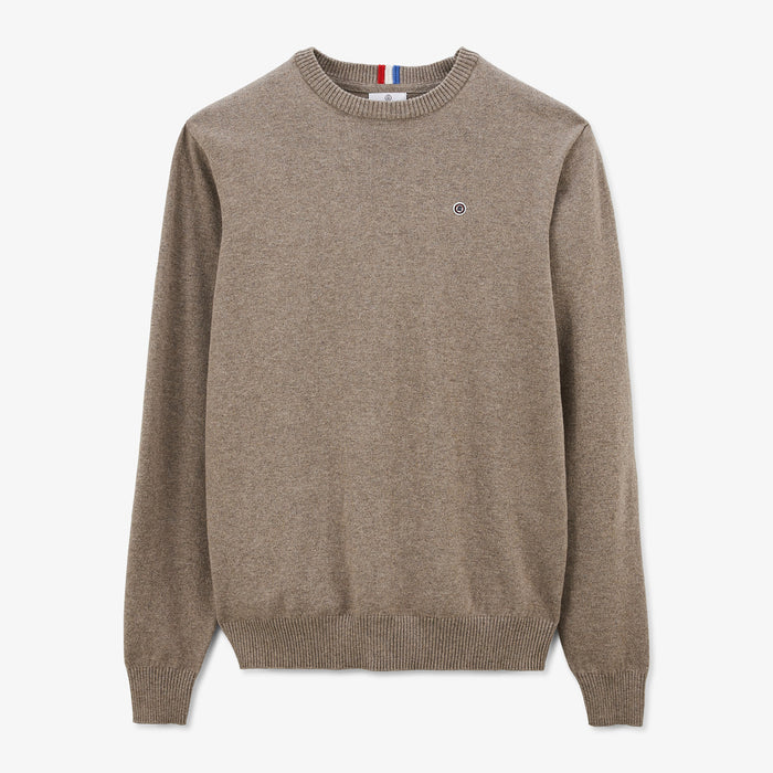 Pull coton et laine marron shitake Maximus Homme SERGE BLANCO