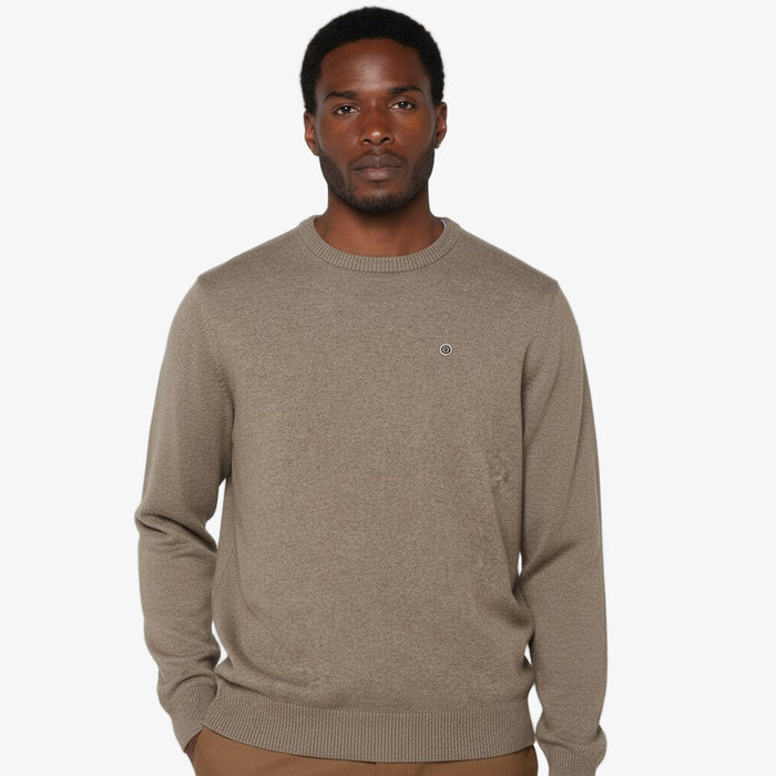 Pull coton et laine marron shitake Maximus Homme SERGE BLANCO