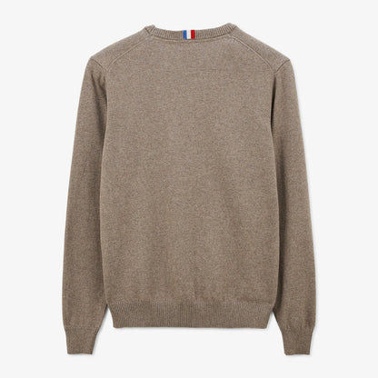 Pull coton et laine marron shitake Maximus Homme SERGE BLANCO