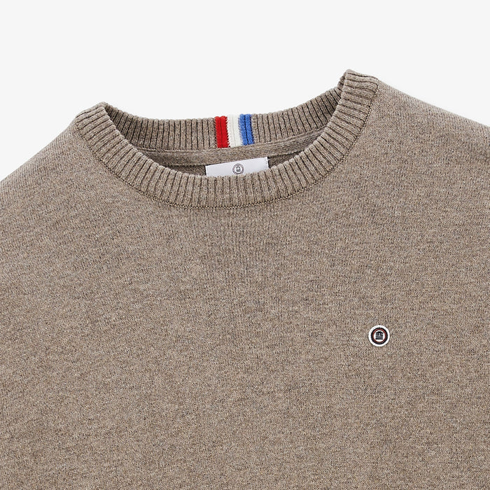 Pull coton et laine marron shitake Maximus Homme SERGE BLANCO