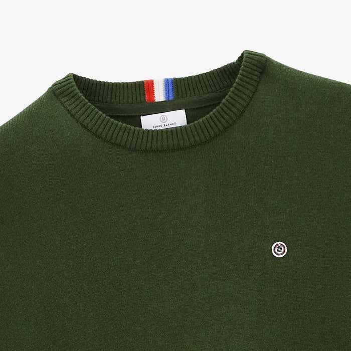 Pull Coton Et Laine Vert Militaire Maximus Homme SERGE BLANCO