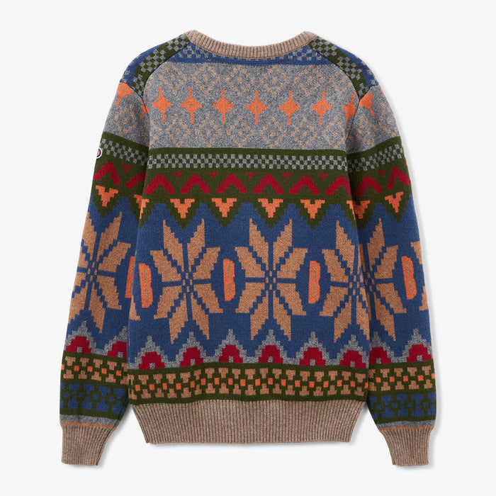 Pull garçon col rond en coton et laine Jacquard à motifs Manel SERGE BLANCO