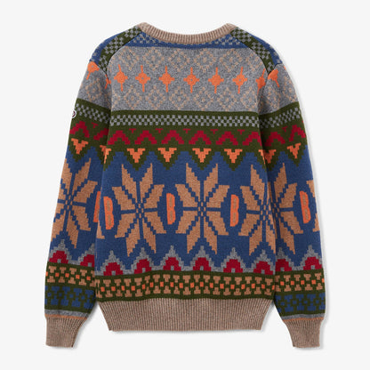 Pull garçon col rond en coton et laine Jacquard à motifs Manel SERGE BLANCO