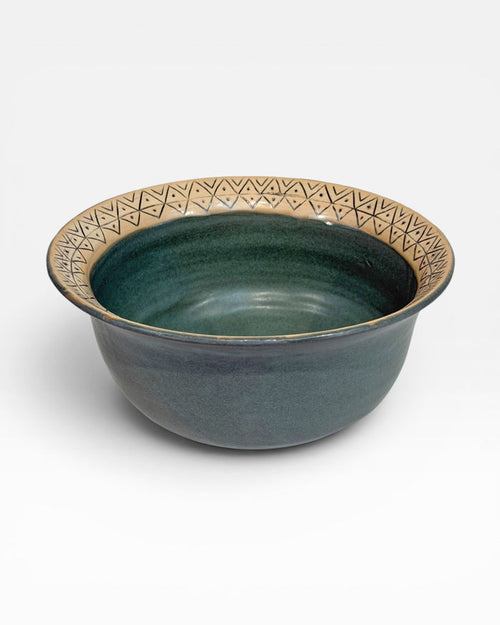 Ramen Bowl, carved - slate and bone