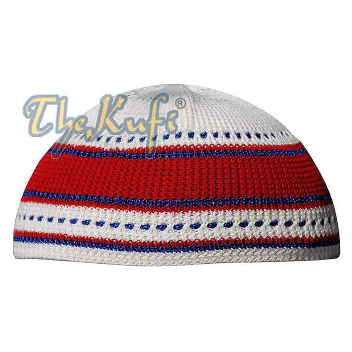 Red Blue Cream Cotton Stretch-Knit Kufi Muslim Skull Cap