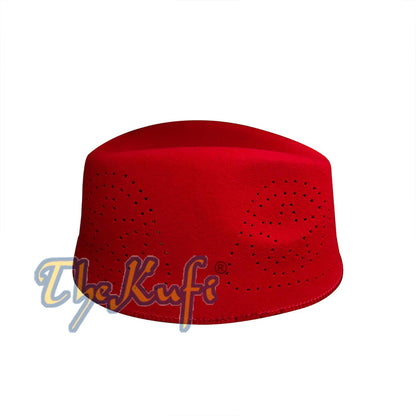 Red Fez African Hat Rigid Wool Felt Concaved Oval Kufi