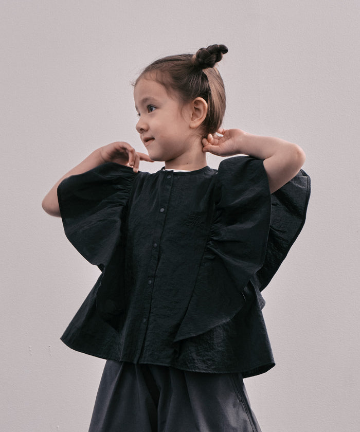 Ripstopped Sheer Taffeta Butterfly Sleeve Blouse