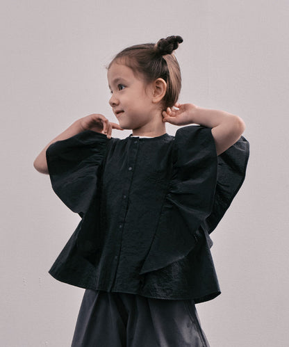 Ripstopped Sheer Taffeta Butterfly Sleeve Blouse