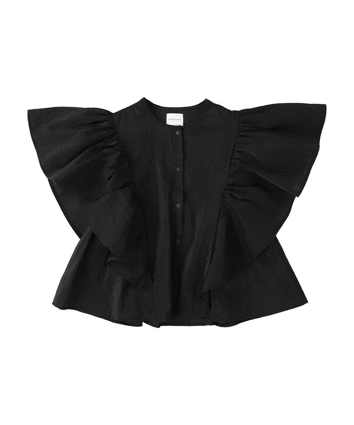 Ripstopped Sheer Taffeta Butterfly Sleeve Blouse