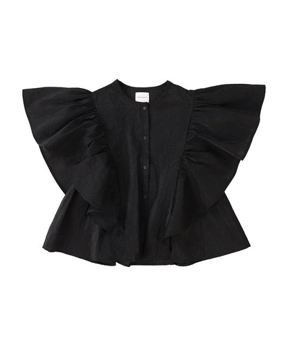 Ripstopped Sheer Taffeta Butterfly Sleeve Blouse