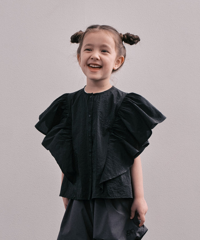 Ripstopped Sheer Taffeta Butterfly Sleeve Blouse
