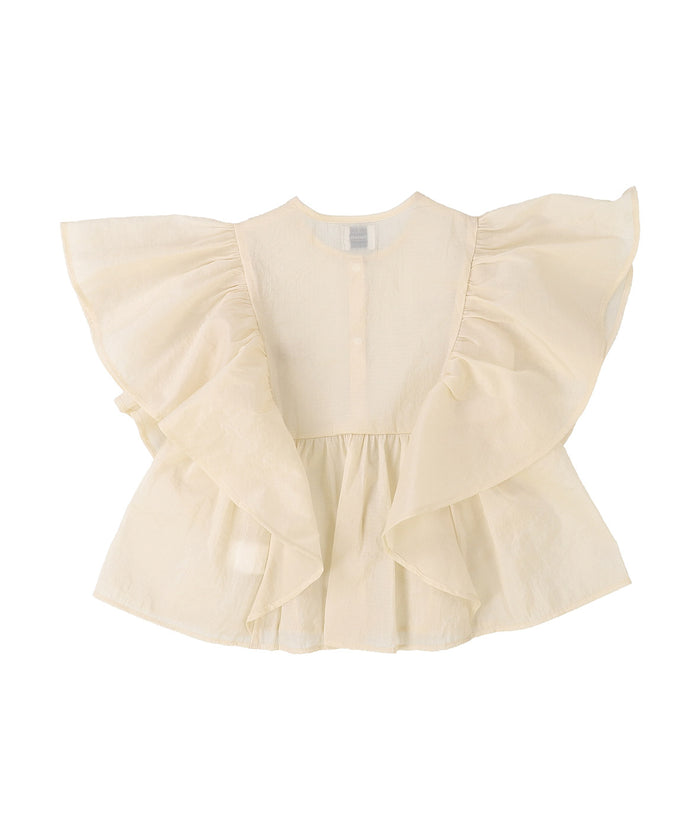 Ripstopped Sheer Taffeta Butterfly Sleeve Blouse