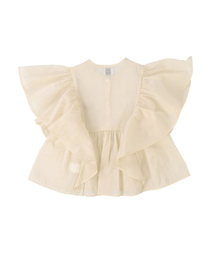 Ripstopped Sheer Taffeta Butterfly Sleeve Blouse
