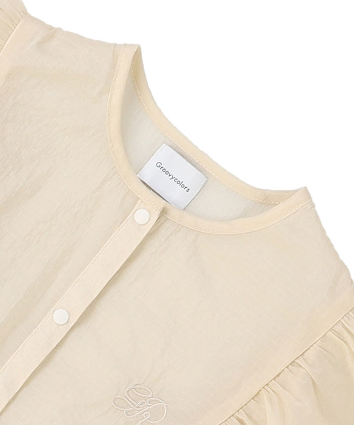 Ripstopped Sheer Taffeta Butterfly Sleeve Blouse