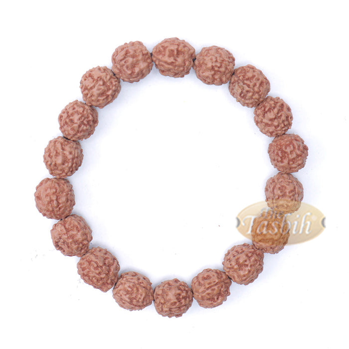 Rudraksha Beaded Bracelet - 10 mm Jenitri Seed Healing Prayer Beads with 19 Beads On Elastic Cord