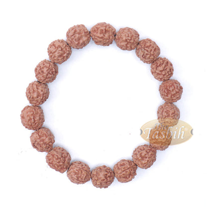 Rudraksha Beaded Bracelet - 10 mm Jenitri Seed Healing Prayer Beads with 19 Beads On Elastic Cord