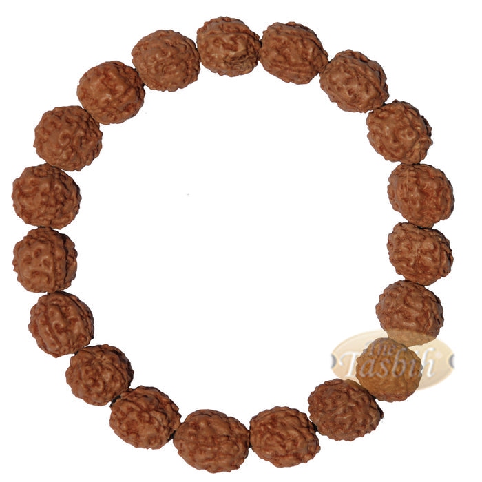 Rudraksha Beaded Bracelet - 10 mm Jenitri Seed Healing Prayer Beads with 19 Beads On Elastic Cord