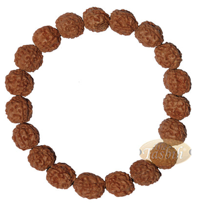 Rudraksha Beaded Bracelet - 10 mm Jenitri Seed Healing Prayer Beads with 19 Beads On Elastic Cord