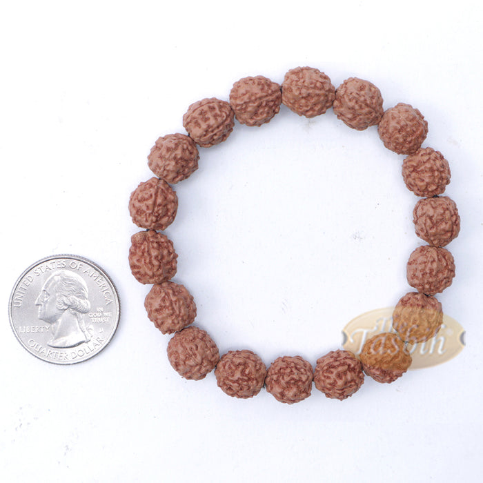 Rudraksha Beaded Bracelet - 10 mm Jenitri Seed Healing Prayer Beads with 19 Beads On Elastic Cord