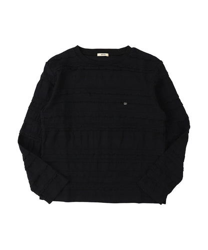 Scalloped Jacquard Long Sleeve Tee(LADIES)