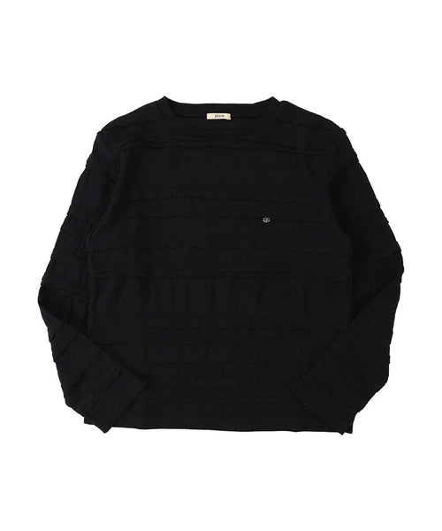 Scalloped Jacquard Long Sleeve Tee(LADIES)