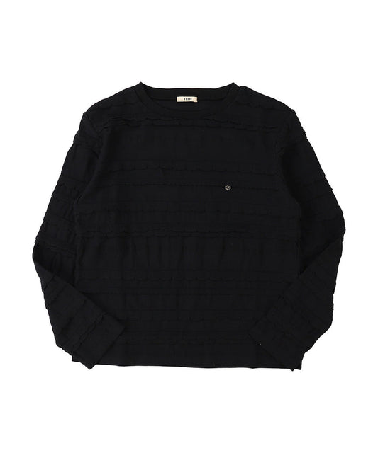 Scalloped Jacquard Long Sleeve Tee(LADIES)