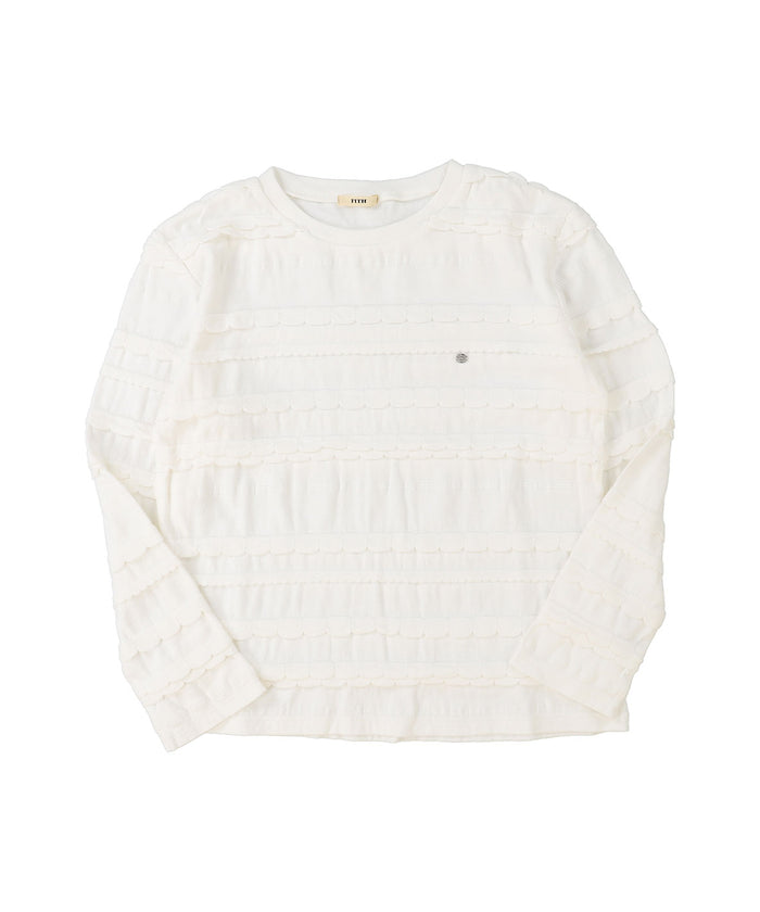 Scalloped Jacquard Long Sleeve Tee(LADIES)