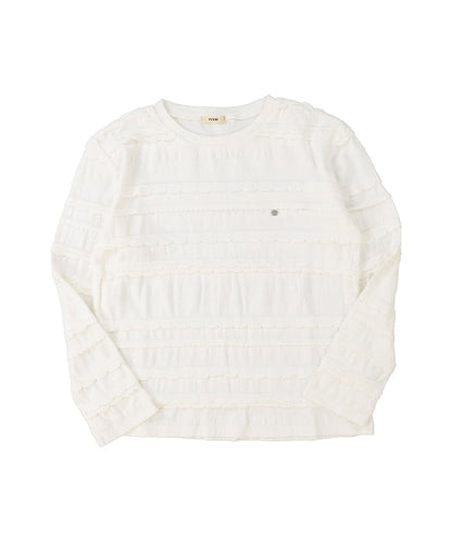Scalloped Jacquard Long Sleeve Tee(LADIES)