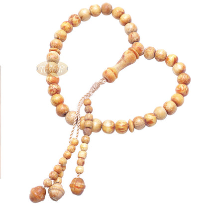 Scented 33-Bead Pine Pitch Wood Muslim Prayer Beads Rosary 8 mm Wood Misbaha