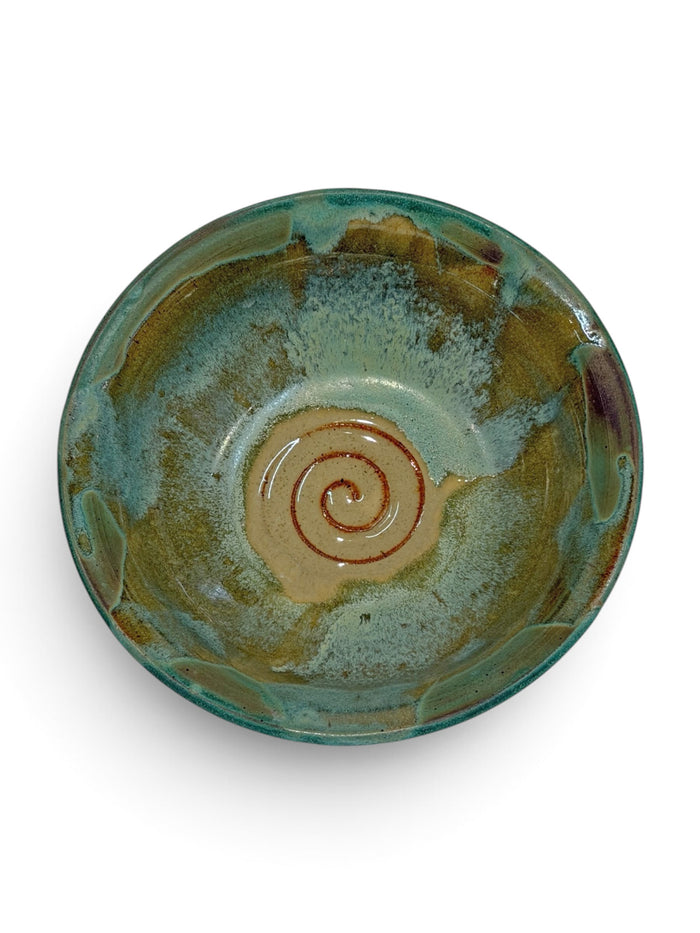 Serving Bowl SM - swirl, weathered bronze and eggshell