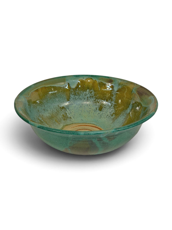 Serving Bowl SM - swirl, weathered bronze and eggshell