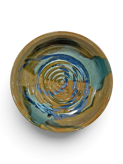 Serving Bowl XL  swirl - eggshell, blue & weathered bronze 1