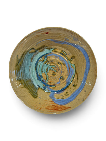 Serving Bowl XL  swirl - eggshell, blue & weathered bronze 2