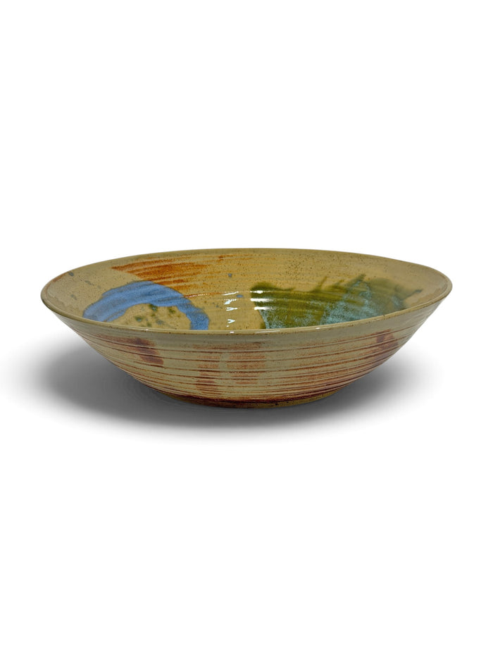 Serving Bowl XL  swirl - eggshell, blue & weathered bronze 2